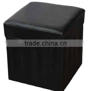 Black Faux Leather Folding Storage Stool For Livingroom/Bedroom