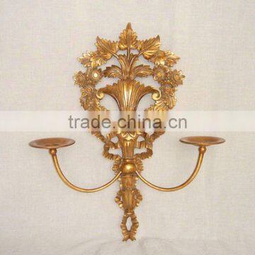 MW-0003-01 Hanging Wall Candle Holder With Metal in Antique Gold and Silver photo-2
