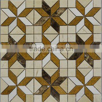 MM-CV304 Best sell bathroom natural stone beige marble flower pattern flooring mosaic tile