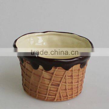 chocolate design ceramic icecream bowl