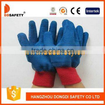 DDSAFETY 2017 Blue Cotton Gloves With Latex Coated Safety Working Gloves