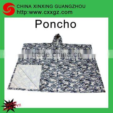 High quality camoflage poncho rain mens poncho for military