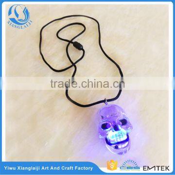 Halloween led flashing blinking lights skull necklace