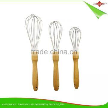 ZY-C1034 10 Inch Stainless Steel Head Egg Whisk Rubber Wood Handle Egg Beater photo-4