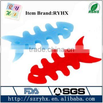 Colorful silicone fish bone coiling device with custom logo