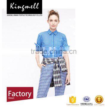 Customized combed cotton plaid fabric for lady garment