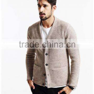 Custom 100% Cotton Long Thick Knitted Sweater Men Cardigan Sweater photo-2