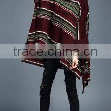 2016 New Fashion Korean Style Mid Long High Collar Women Stripe Batwing-sleeved Pullover Sweater photo-3