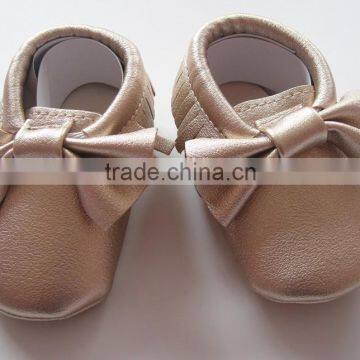 Soft Leather Baby Shoes Blue Soft Leather Sole Sequins for China Handmade Moccasins Kids Shoes photo-2