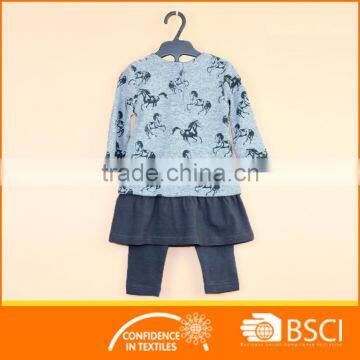 Baby Clothes AOP Horses Cashmere Kids Girls Tops With Skirt Hem +Legging,Clothing Set photo-2