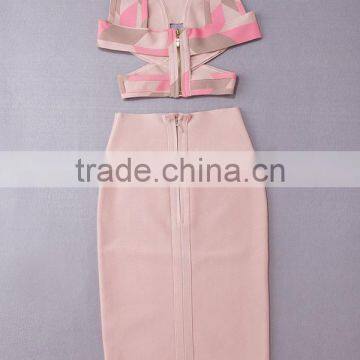 2015 New Fashion 2 Piece Set Knee Length Jacquard Rayon Bodycon HL Bandage Dress Cocktail Party Dress photo-5