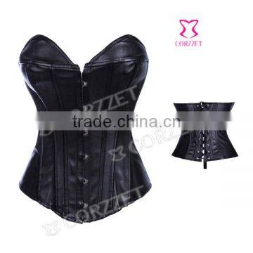 Black Leather Cheap Corset Tops Out Wear