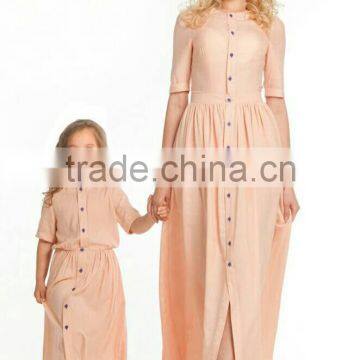 Maxi Dresses Long Button Down Dress Shirt Dresses Women Lady For Mother And Daughter photo-2