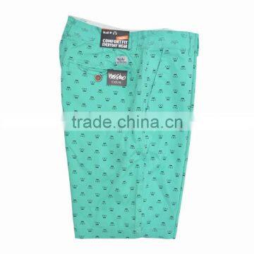 Twill Washed Out Classic Loose Green Chino Shorts For Men photo-4