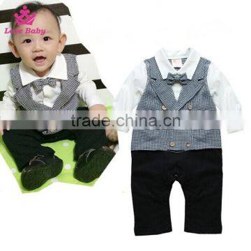 Long Sleeve Infants Gentlemen Boys Bodysuit Double-breasted Rompers Baby Boys Suit