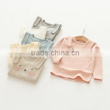 S60640B 2017 Girls T-shirt Lovely Kids Clotehs Cotton Print Animal Ears Long Sleeves Children T-shirt photo-3