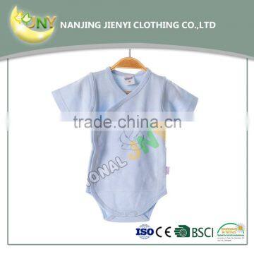 Hot Selling Soft Cotton Comfortable Plain Blue Newborn Baby Clothes Bodysuit Wholesale photo-2