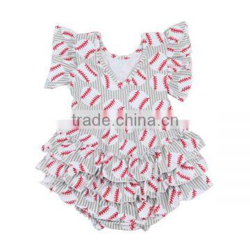 Hot sale latest fashion baby clothes 0-3years infant wear onesie kids colorful dots printed baby girls ruffle romper