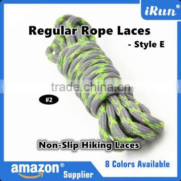 Strong Non-Slip Hiking Skating Rope Laces - Hikers Rope Laces With Transparent Tips - Customized Yeezy Rope Laces - Green/Grey