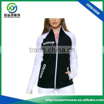 New Arrival Full Zipper Black With White Zip Pockets Women Golf Jacket