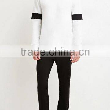 High Quality Black White Colorblocked Cotton-Blend Mens Collar Sweatshirt photo-4