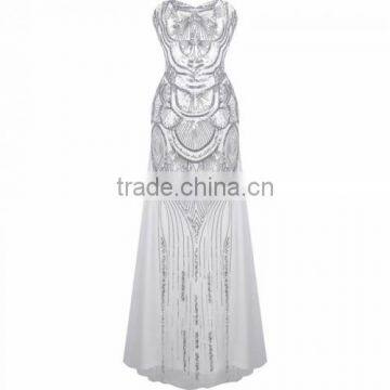 71727 Backless Tube With Sequin Patchwork Long Evening Strapless Dress photo-4