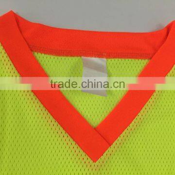 Polyester Mens Mesh V-neck ANSI 107 Manufacturer Warning T-shirt photo-4