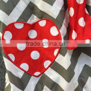 2016 Valentine's Day Infant Girls Dresses Cottom Heart Chevron Dress Kids Clothes With Matching Necklace and Headband Set photo-5
