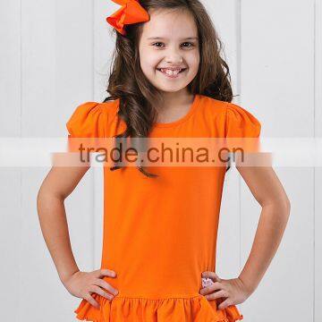 2016 New Arrivals Kids T-Shirts With Orange Ruffle Crewneck Tee Girls Tops Children Clothing GT90420-38