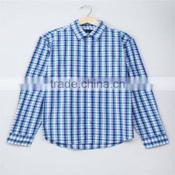 2016 latest design cotton men shirts design concise plaid long sleeve shirts for OEM