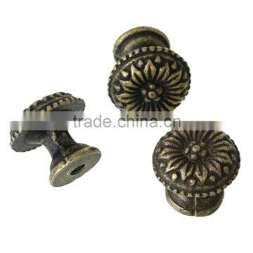 Custom Antique Bronze Flower Pattern Carved Mushroom Shape Jewelry Box/Case Drawer Pull Knob Handles photo-4