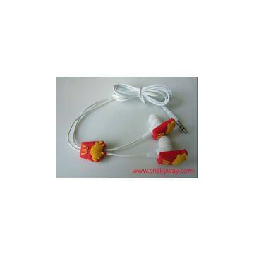 Branded promotional earphones with molded logo