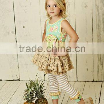 Mustard Pie mutil ruffle top stripe pants kids boutique clothing sets