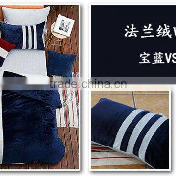 China Wholesale Seablue Stripes Flannel Bedding Set 4pcs photo-2