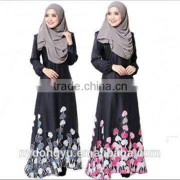 women stunning looking flower fashion muslim dress/huaxn women abaya kaftan dresses/ islamic muslim women dress