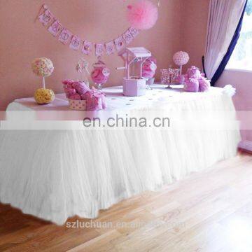 Good Quality Ruffle Tulle White Hawaiian Table Skirt Images