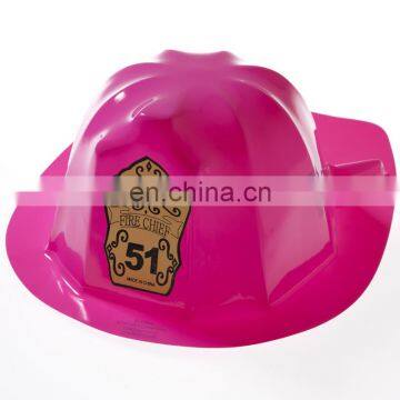 Top sale pink plastic fireman helmet hat beautiful plastic toy CH2079