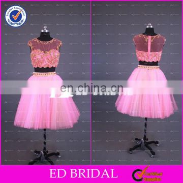 CE803 Unique New Fashion Two Piece Beaded Pink Sexy Evening Gown Patterns