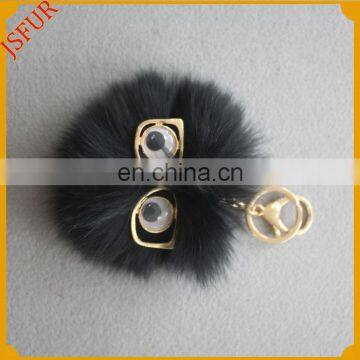 Wholesale Pom Pom Accessory Fox Fur Keychain With Cute Glasses