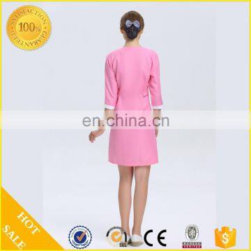 Newest cotton material beauty pink salon spa uniform for women