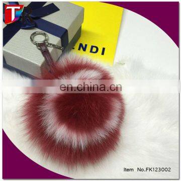 china factory custom unique design fox fur pom pom bag charm with english letter