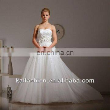 EB1207 Backless beading with flowers wedding dress