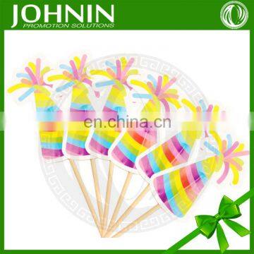 2016 new desigh costom cute wooden pole paper fruitpick Flag