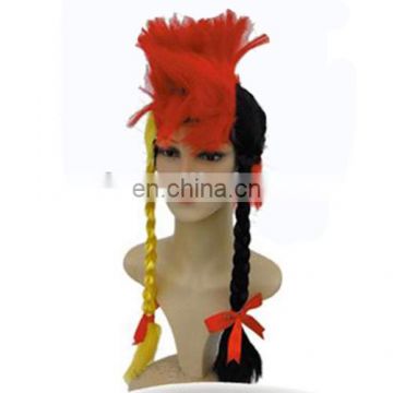 MCW-0386 Party Masquerade synthetic long braids women yellow red black Punk wig