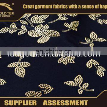 Polyester Spandex Kniting FDY Gold Foil Printed Fabric For Dress