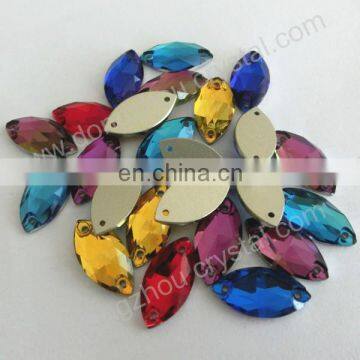 Horse eye shaped large sew on rhinestones for wedding dresses