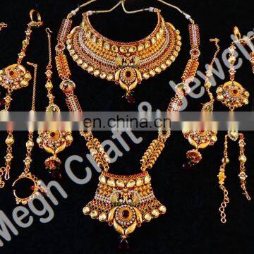 2015 Bridal Jewelry Set-One Gram Gold Plated Wedding Wear Jewellery-latest in fashion necklace sets-Indian Ethnic jewelry Set