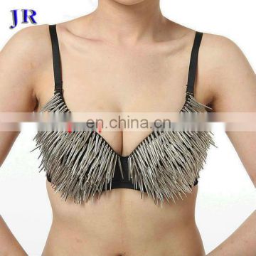 Ballroom fashion handmade belly dance bra with full gold thorn decoration