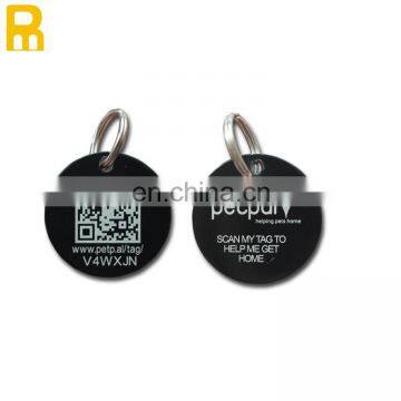 round shape black colour dog tag / qr Code dog id tag