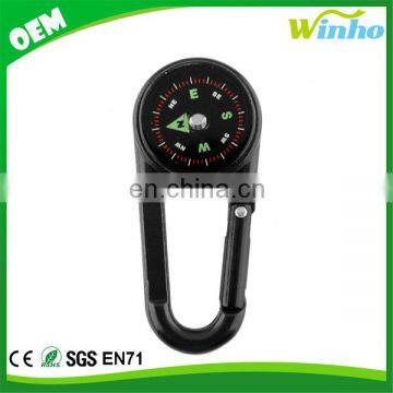 Winho Multifunctional Carabiner Mini Compass Thermometer Keychain 3 In 1 For Hiking